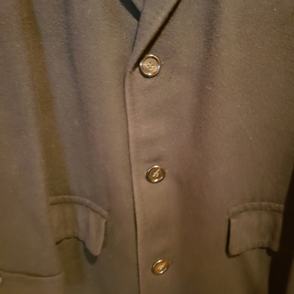 Vintage Cashmere Black Long Duster Coat Unisex - Picture 3 of 11